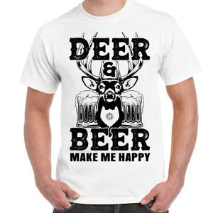 Rebel Hunters Deer & Beer Makes Me Happy T-Shirt