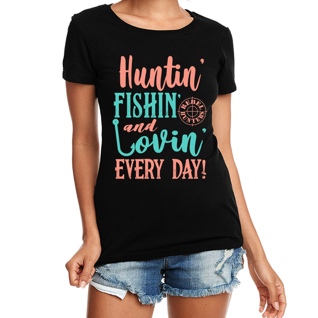 Rebel Hunters Huntin' Fishin' Lovin' Everyday Cap Sleeve Shirt