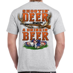 Rebel Hunters Shootin Deer & Drinkin Beer T-Shirt